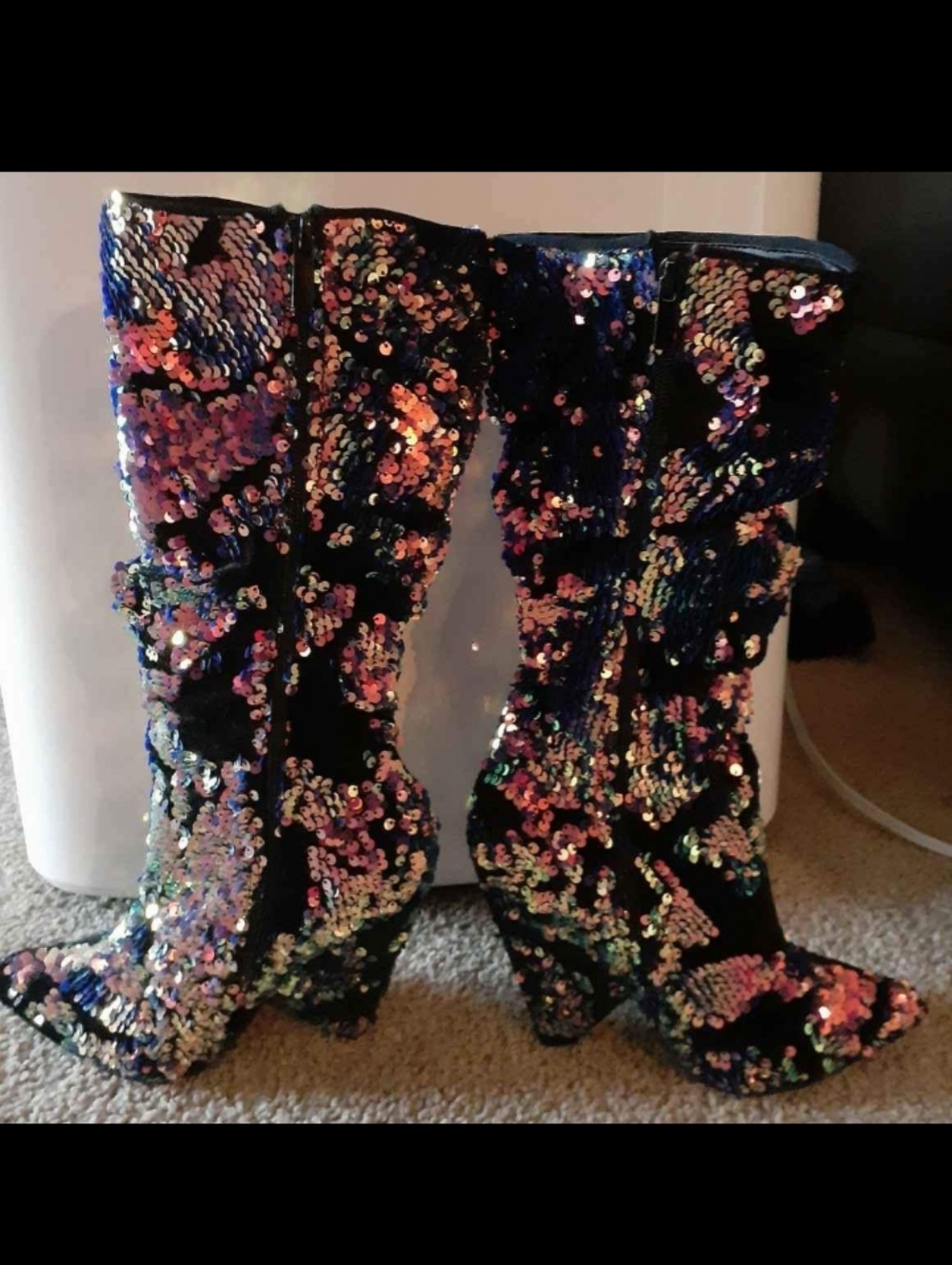 Source Unknown Multicolor Sequin Knee-High Heeled Boots - Picture 3 of 5